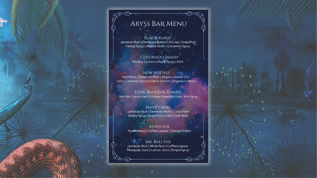 The Abyss Bar Menu - Printed Booklet